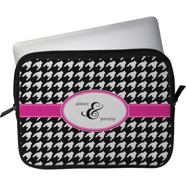 Custom Houndstooth w/Pink Accent Laptop Sleeve / Case (Personalized)