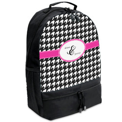 Houndstooth w/Pink Accent Backpacks - Black (Personalized)