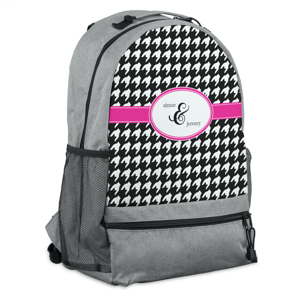 Custom Houndstooth w/Pink Accent Backpack (Personalized)