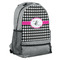 Houndstooth w/Pink Accent Large Backpack - Gray - Angled View