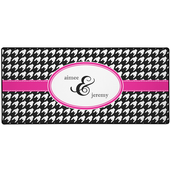 Custom Houndstooth w/Pink Accent 3XL Gaming Mouse Pad - 35" x 16" (Personalized)