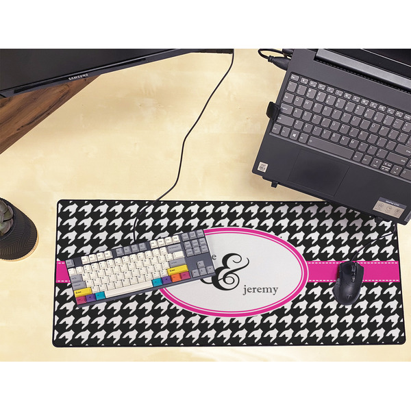 Houndstooth w/Pink Accent Large Gaming Mats - LIFESTYLE