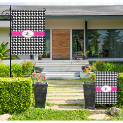 Houndstooth w/Pink Accent Large Garden Flag - Single Sided (Personalized)