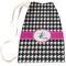 Houndstooth w/Pink Accent Large Laundry Bag - Front View