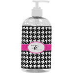Houndstooth w/Pink Accent Plastic Soap / Lotion Dispenser (16 oz - Large - White) (Personalized)