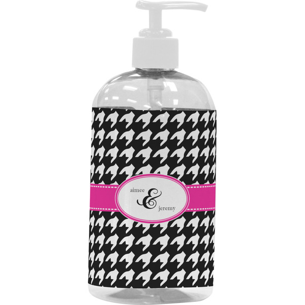 Houndstooth w/Pink Accent Large Liquid Dispenser (16 oz) - White