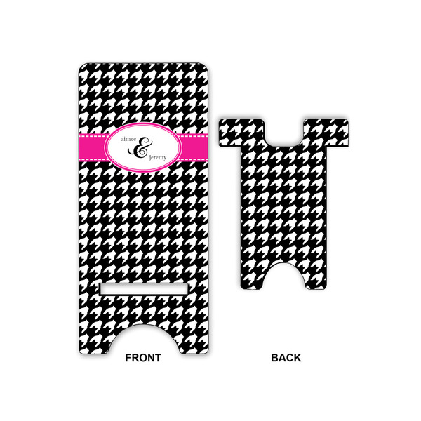Houndstooth w/Pink Accent Large Phone Stand - Front & Back