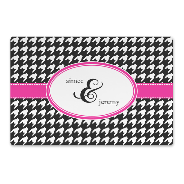 Custom Houndstooth w/Pink Accent Large Rectangle Car Magnet (Personalized)