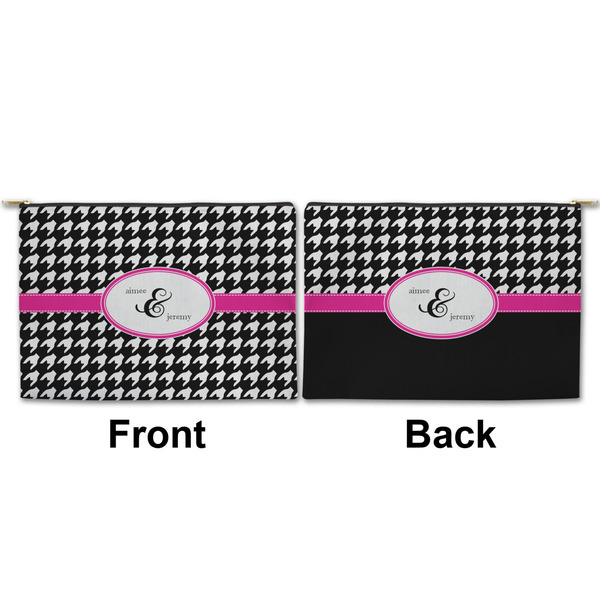 Houndstooth w/Pink Accent Large Zipper Pouch Approval (Front and Back)
