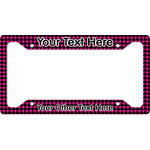 Houndstooth w/Pink Accent License Plate Frame - Style A (Personalized)