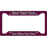 Houndstooth w/Pink Accent License Plate Frame - Style A (Personalized)