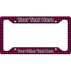 Houndstooth w/Pink Accent License Plate Frame (Personalized)