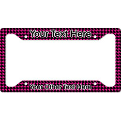 Houndstooth w/Pink Accent License Plate Frame - Style A (Personalized)