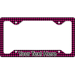 Houndstooth w/Pink Accent License Plate Frame - Style C (Personalized)