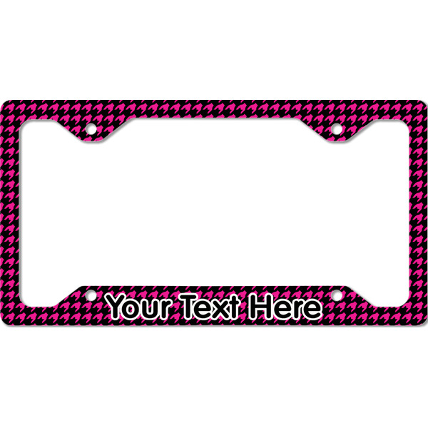 Custom Houndstooth w/Pink Accent License Plate Frame - Style C (Personalized)