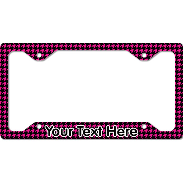 Houndstooth w/Pink Accent License Plate Frame - Style C
