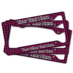 Houndstooth w/Pink Accent License Plate Frame (Personalized)