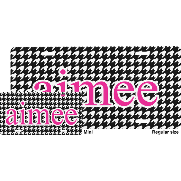 Houndstooth w/Pink Accent License Plate (Sizes)