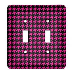 Houndstooth w/Pink Accent Light Switch Cover (2 Toggle Plate)