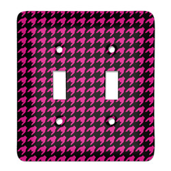 Houndstooth w/Pink Accent Light Switch Cover (2 Toggle Plate)