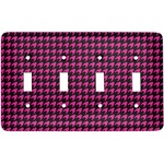 Houndstooth w/Pink Accent Light Switch Cover (4 Toggle Plate)