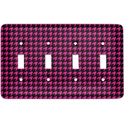 Houndstooth w/Pink Accent Light Switch Cover (4 Toggle Plate)