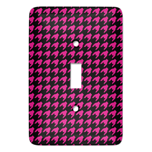 Custom Houndstooth w/Pink Accent Light Switch Cover (Single Toggle)