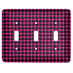 Houndstooth w/Pink Accent Light Switch Cover (3 Toggle Plate)