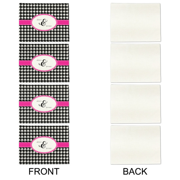 Houndstooth w/Pink Accent Linen Placemat - APPROVAL Set of 4 (single sided)