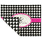 Houndstooth w/Pink Accent Double-Sided Linen Placemat - Single w/ Couple's Names