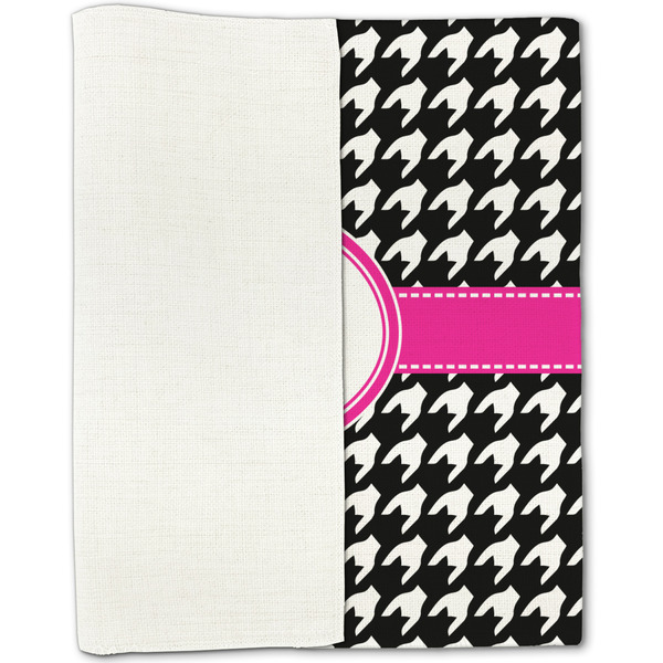 Houndstooth w/Pink Accent Linen Placemat - Folded Half