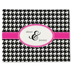 Houndstooth w/Pink Accent Single-Sided Linen Placemat - Single w/ Couple's Names