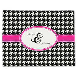 Houndstooth w/Pink Accent Single-Sided Linen Placemat - Single w/ Couple's Names
