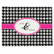 Houndstooth w/Pink Accent Single-Sided Linen Placemat - Single w/ Couple's Names