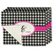Houndstooth w/Pink Accent Single-Sided Linen Placemat - Set of 4 w/ Couple's Names
