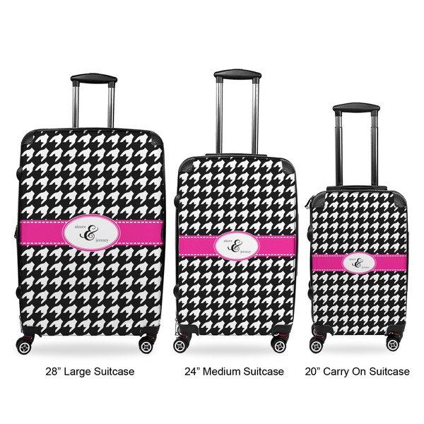 Houndstooth w/Pink Accent Luggage Bags all sizes - With Handle