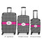 Houndstooth w/Pink Accent Luggage Bags all sizes - With Handle