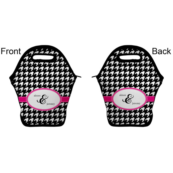 Houndstooth w/Pink Accent Lunch Bag - Front and Back
