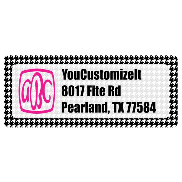 Custom Houndstooth w/Pink Accent Return Address Labels (Personalized)