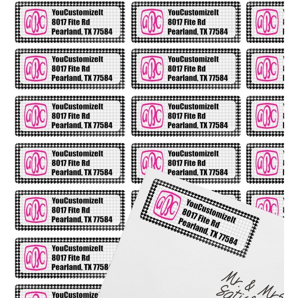 Houndstooth w/Pink Accent Mailing Label on Envelope - Multiple Labels