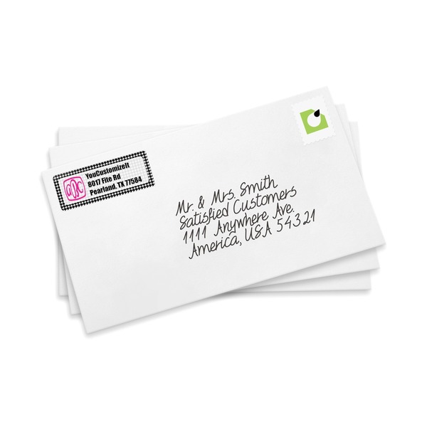 Houndstooth w/Pink Accent Mailing Label on Envelopes