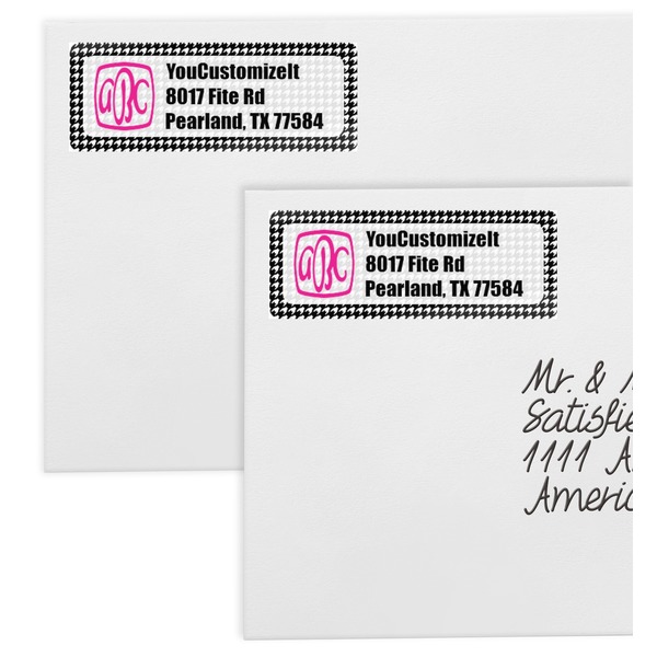 Houndstooth w/Pink Accent Mailing Labels - Double Stack Close Up