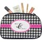 Houndstooth w/Pink Accent Makeup / Cosmetic Bag - Medium (Personalized)
