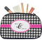 Houndstooth w/Pink Accent Makeup / Cosmetic Bag - Medium (Personalized)