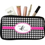 Houndstooth w/Pink Accent Makeup / Cosmetic Bag (Personalized)