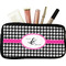 Houndstooth w/Pink Accent Makeup / Cosmetic Bag - Small (Personalized)