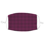 Houndstooth w/Pink Accent Adult Cloth Face Mask - XLarge