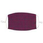 Houndstooth w/Pink Accent Adult Cloth Face Mask - XLarge