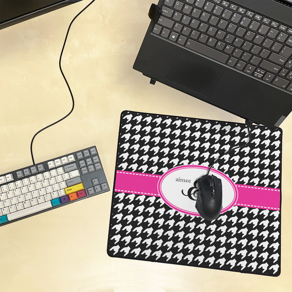 Houndstooth w/Pink Accent Medium Gaming Mats - LIFESTYLE