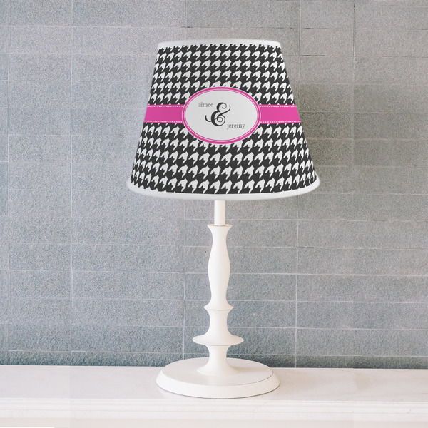 Houndstooth w/Pink Accent Poly Film Empire Lampshade - Lifestyle